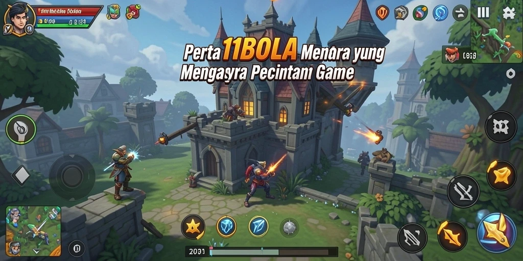 Tampilan layar permainan 11BOLA yang menegangkan dan penuh strategi Tower Defense.