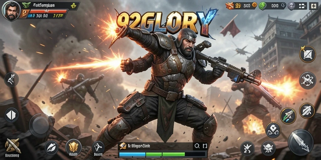 Screenshot menunjukkan aksi seru dalam pertempuran 92GLORY.