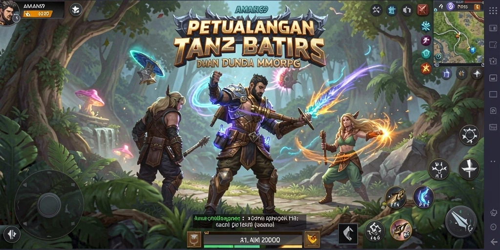 Screenshot utama AMAN69 menampilkan aksi seru dalam gameplay MMORPG.