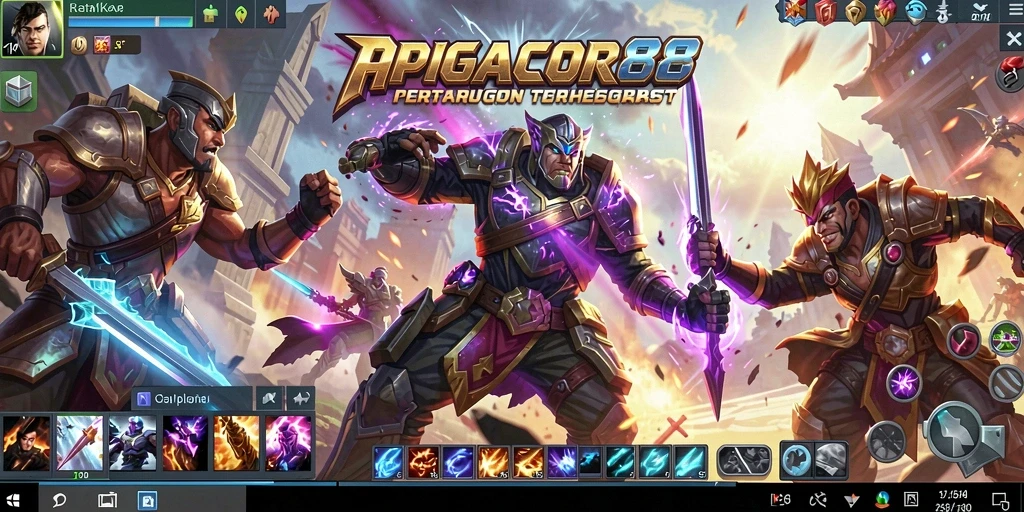 Tampilan screenshot APIGACOR88 menampilkan aksi pertempuran seru dalam game MOBA.