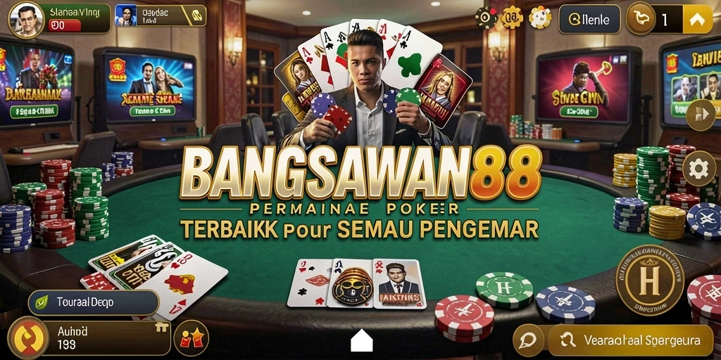 Tampilan utama dari gameplay Poker BANGSAWAN88 yang menegangkan.