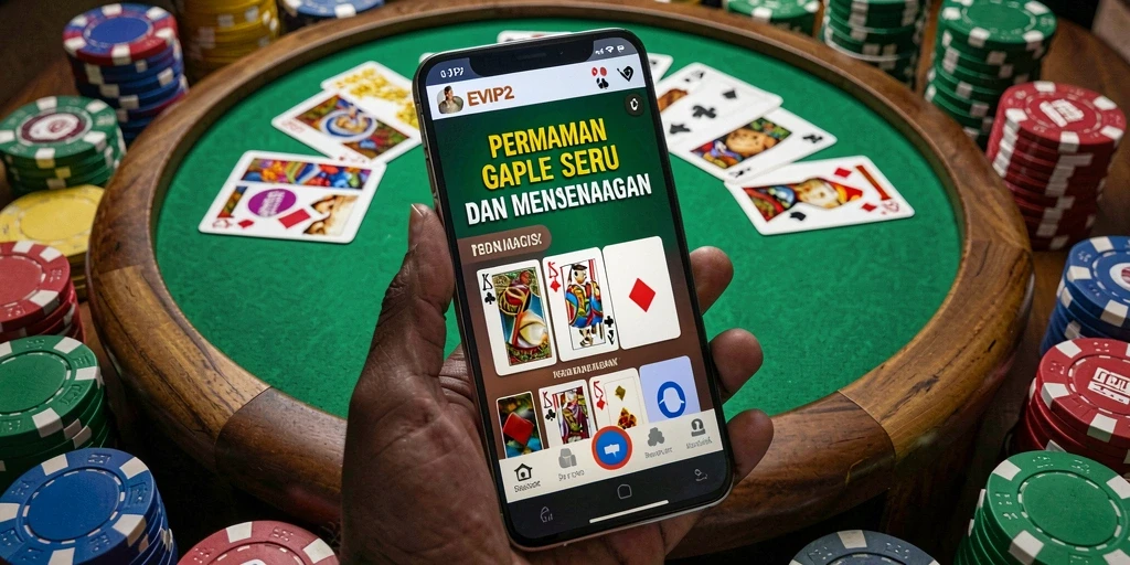 Visual menarik dari gameplay Gaple di EVIP2 yang menampilkan momen seru.