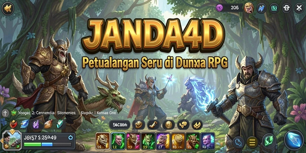 Screenshot gameplay JANDA4D dengan aksi seru dalam pertempuran RPG.