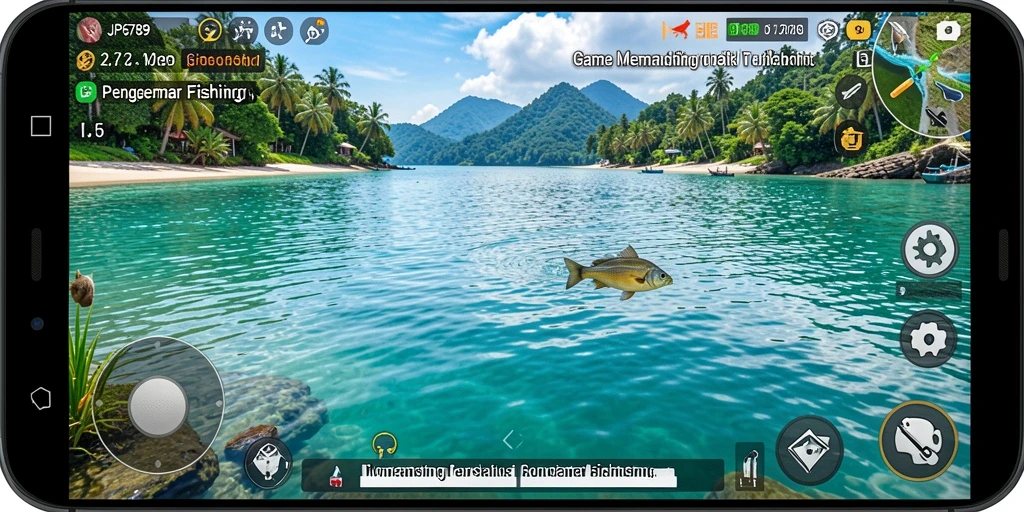 Tampilan gameplay <strong>JP6789</strong> dengan aksi memancing seru dan alat pancing yang beragam.