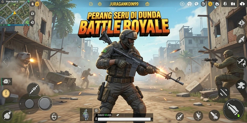 Gameplay seru dalam JURAGANKOIN99 Battle Royale.