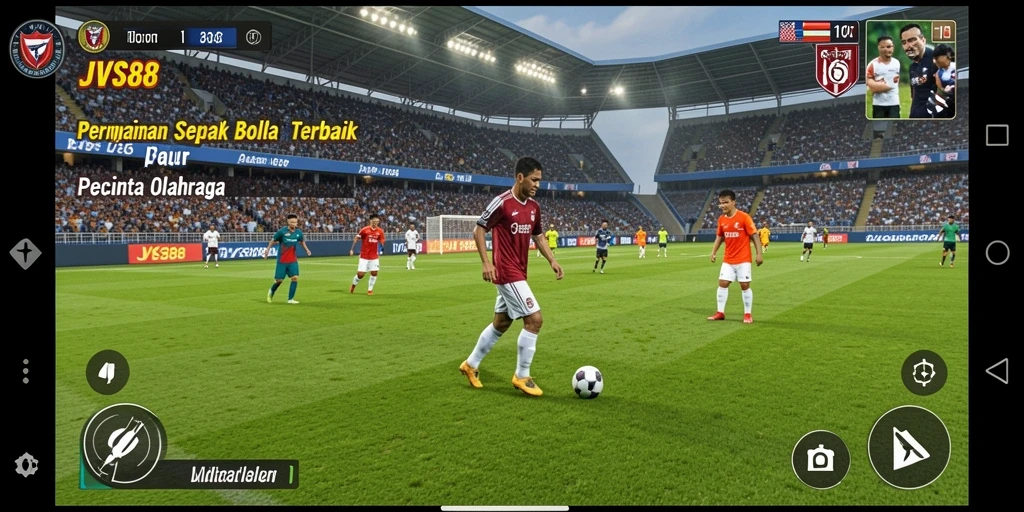 Tampilan gameplay JVS88 dengan aksi sepak bola yang mendebarkan.
