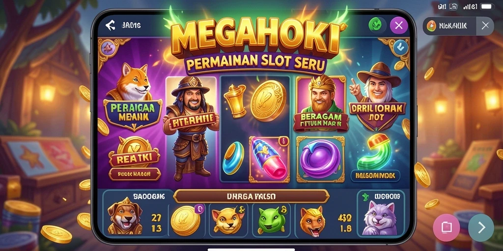 Screenshot gameplay MEGAHOKI dengan visual yang menakjubkan dan pengalaman bermain slot yang seru.