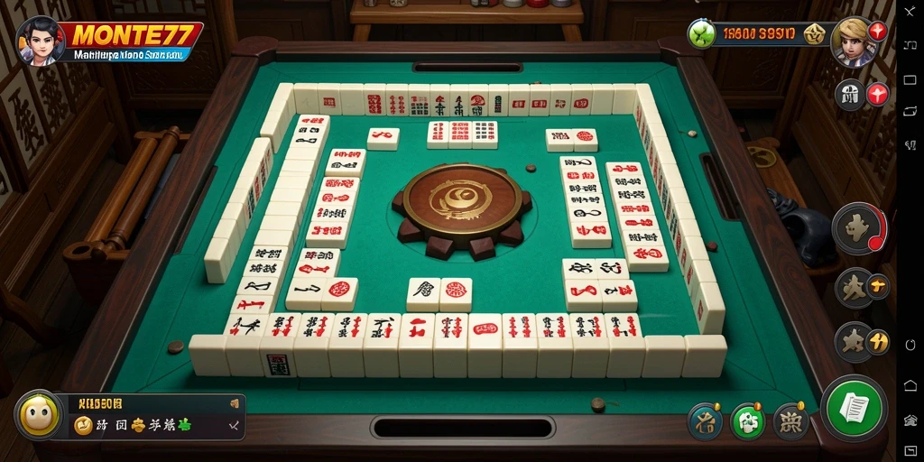 Screenshot gameplay MONTE77 yang menampilkan suasana permainan Mahjong yang seru.