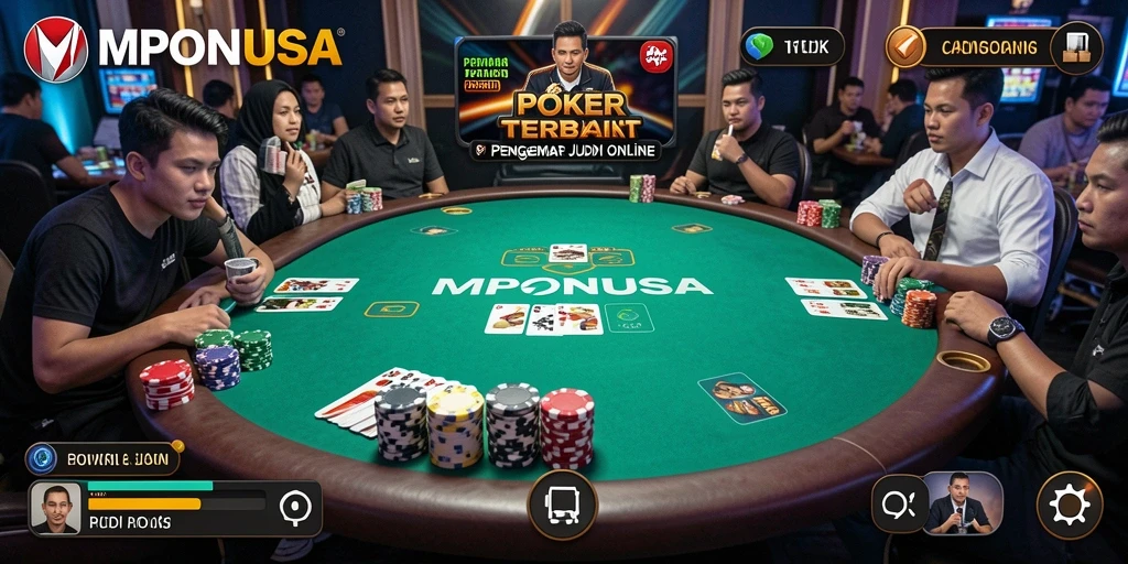 Screenshot gameplay MPONUSA menampilkan aksi seru permainan Poker.