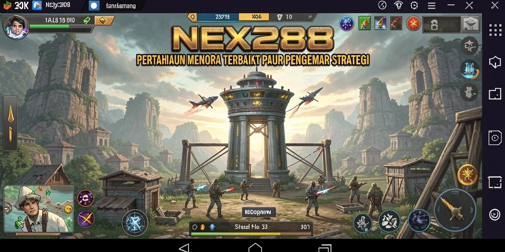 Tampilan gameplay seru dan strategi menara dalam NEX288.