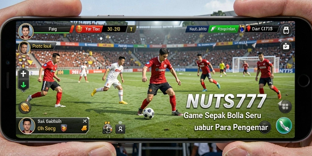 Screenshot gameplay NUTS777 yang menunjukkan aksi sepak bola yang seru.