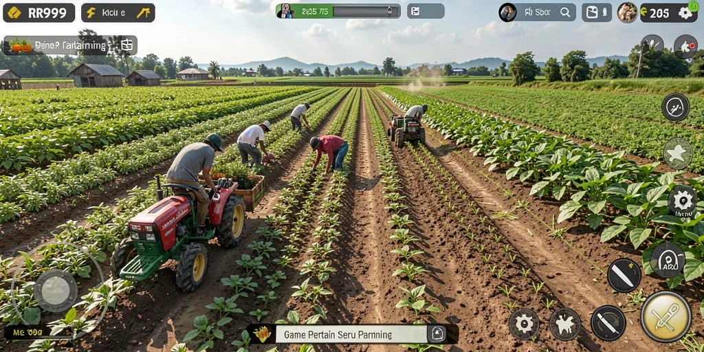 Gameplay menarik dari RR999 dengan berbagai aktivitas mengurus pertanian.