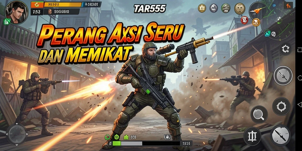 Tampilan gameplay TAR555 yang dinamis dan penuh aksi mendebarkan.