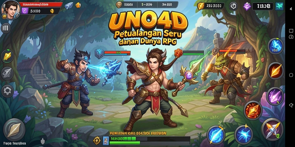 Tampilan gameplay mendebarkan dari dunia RPG UNO4D.