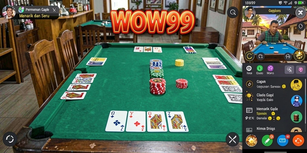 Screenshot yang menampilkan gameplay Gaple menarik di WOW99.