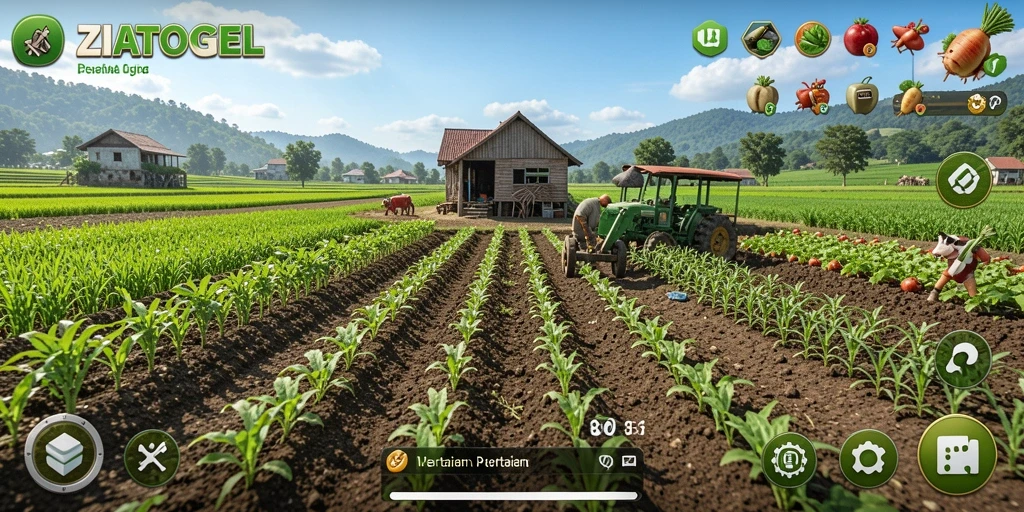 Tampilan menarik dari gameplay ZIATOGEL dalam mengelola pertanian.